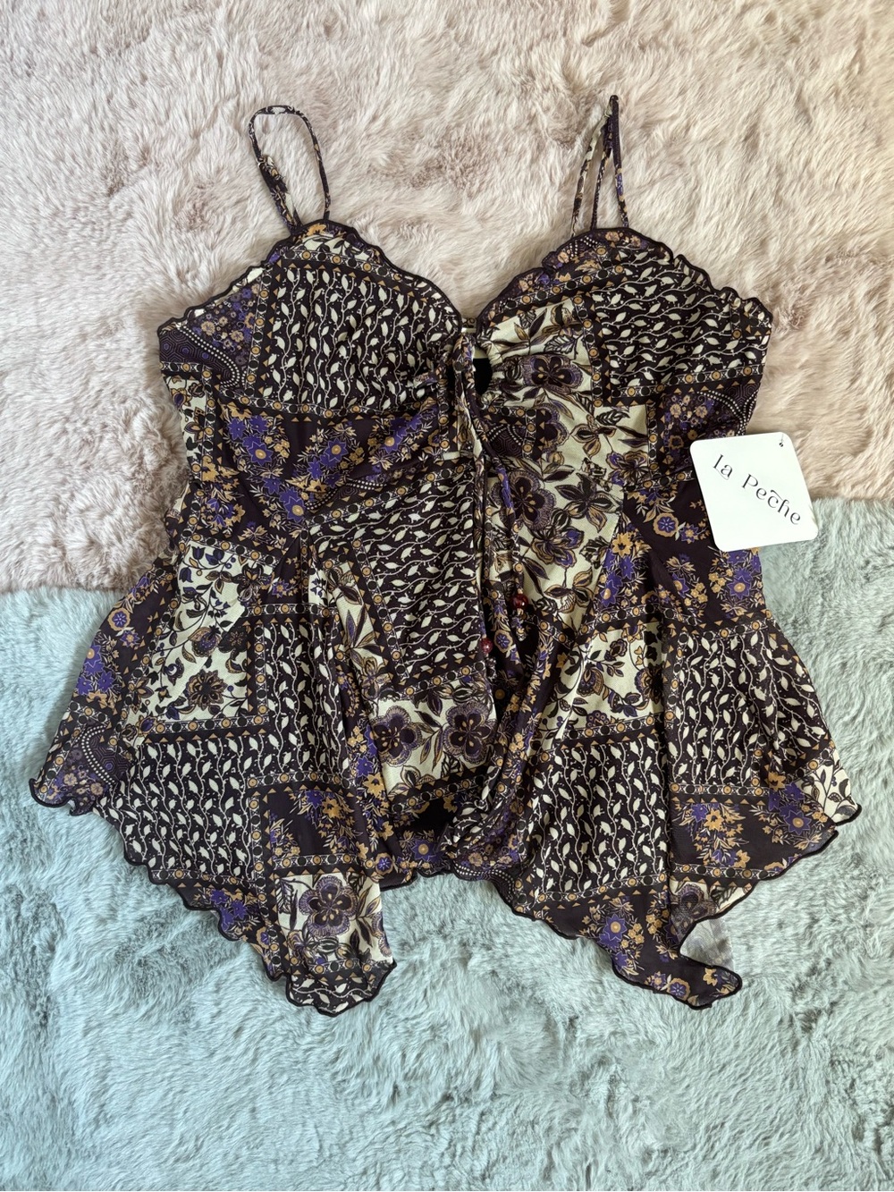 La peche handkerchief brown tank top